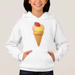 Camiseta Colheres de sorvete e morango em bolos de waffle