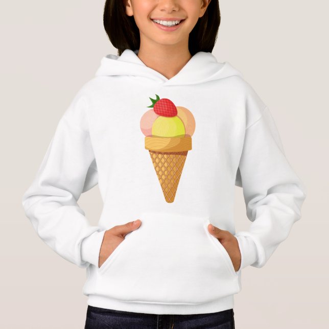 Camiseta Colheres de sorvete e morango em bolos de waffle (Frente)