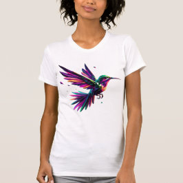 Camiseta Colibrí Arcoíris Geométrico – Arte Moderno Vibrant