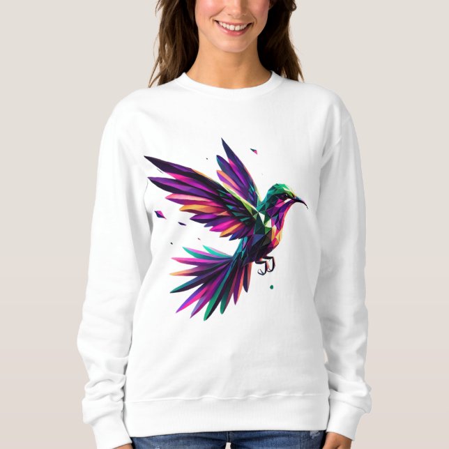 Camiseta Colibrí Arcoíris Geométrico – Arte Moderno Vibrant (Frente)
