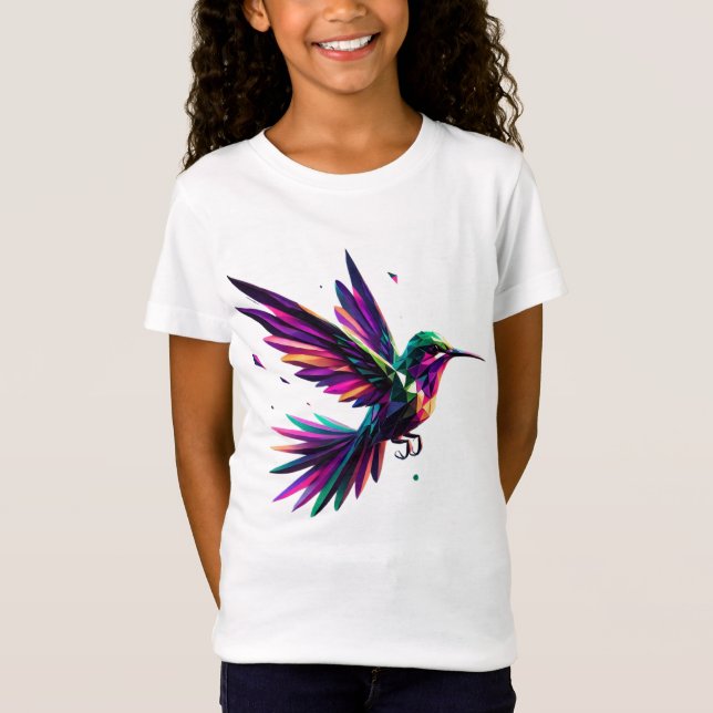 Camiseta Colibrí Arcoíris Geométrico – Arte Moderno Vibrant (Frente)