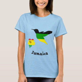 Camiseta Colibri e flor na cor jamaicana e de Rasta