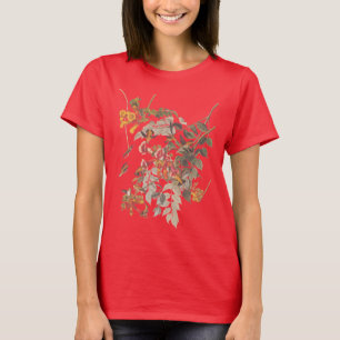 Camiseta Colibri e flores Throated do rubi de Audubon