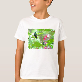 Camiseta Colibri e flores tropicais