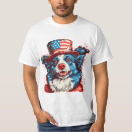 Camiseta Colie de fronteira com um chapéu de bandeira ameri