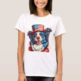 Camiseta Colie de fronteira com um chapéu de bandeira ameri
