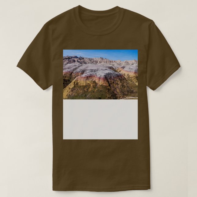 Camiseta Colinas amarelas e verdes cor-de-rosa (Frente do Design)