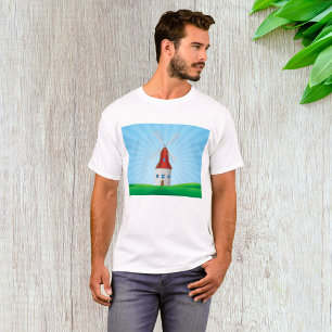 Camiseta Colinas verdes para paisagem de moinho