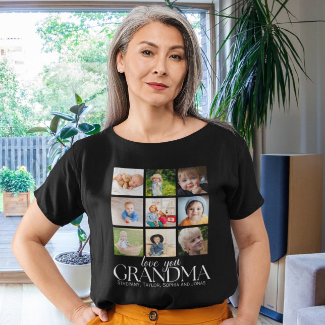 Camiseta Collage 9 Photos for Grandma Love you (Criador carregado)