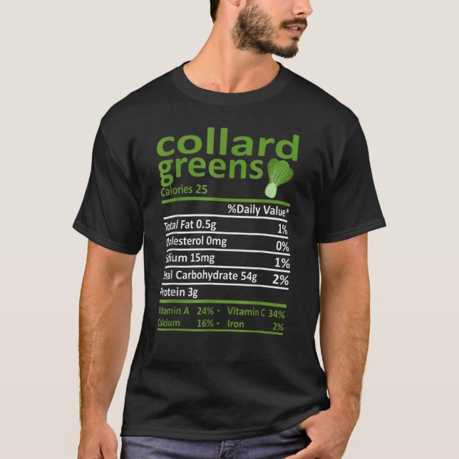 Camiseta Collard Greens - Comida de Nutrição Figuras de Açã (Frente)