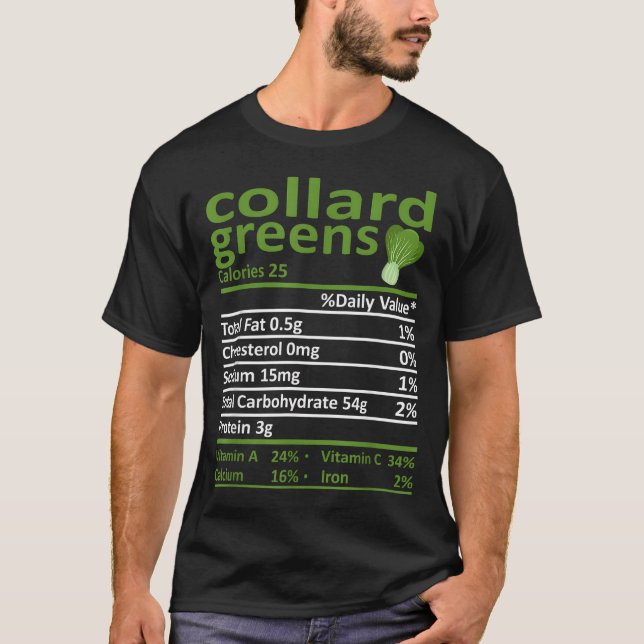 Camiseta Collard Greens - Comida de Nutrição Figuras de Açã (Frente)