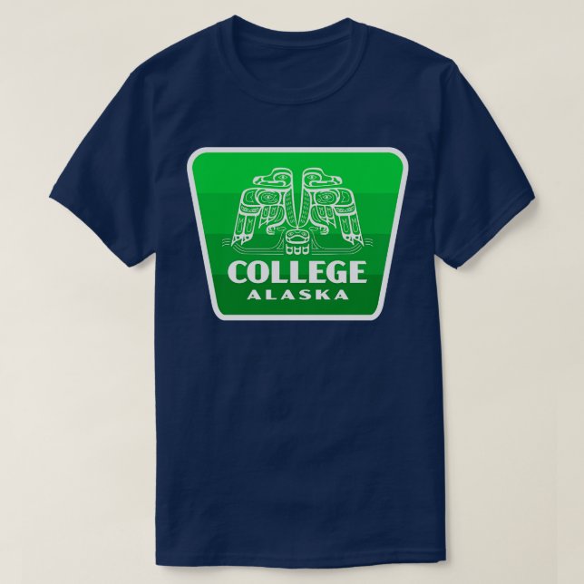 Camiseta College Alaska Retro Bird Crachá Green (Frente do Design)
