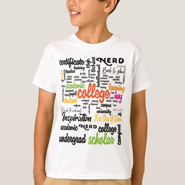 Camiseta College Education Word Cloud patterns (Frente)