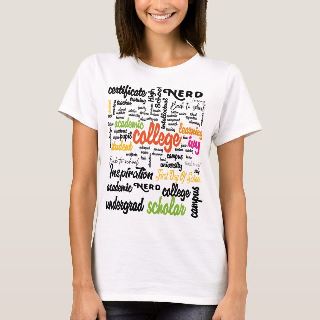Camiseta College Education Word Cloud patterns (Frente)