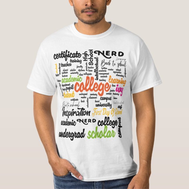Camiseta College Education Word Cloud patterns (Frente)