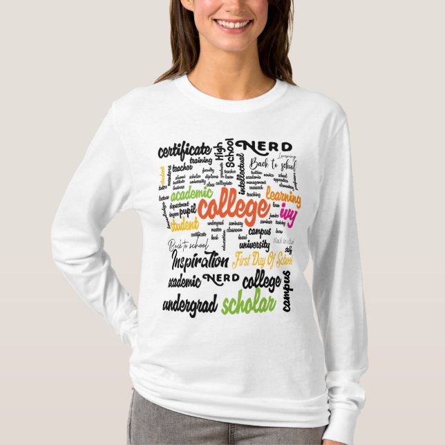 Camiseta College Education Word Cloud patterns (Frente)