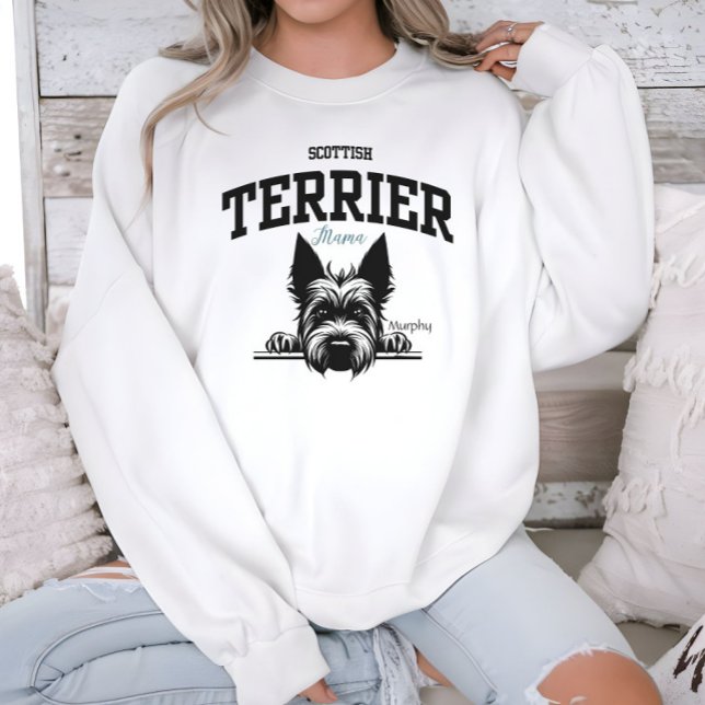 Camiseta College Varsity Script Scottish Terrier Mama (Criador carregado)