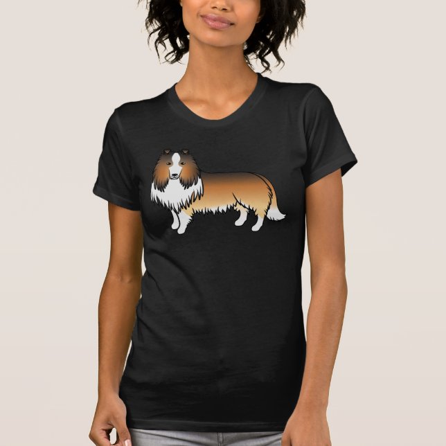 Camiseta Collie Áspero Sable Cachorro Cartoon Fofo (Frente)