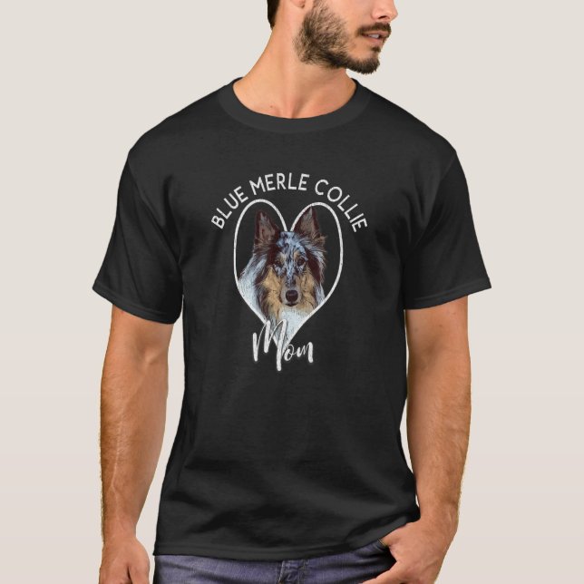 Camiseta Collie Cachorro Azul Mama Mãe Ela É Bonita (Frente)