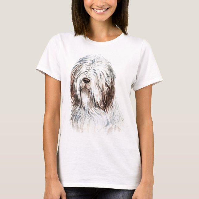 Camiseta Collie com Barras de Aquarela (Frente)
