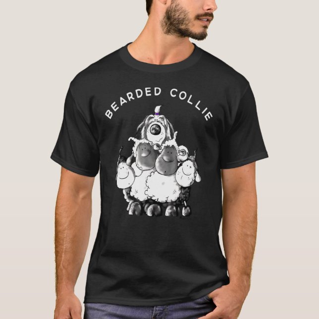 Camiseta Collie Com Ovelhas, Raça De Cachorro. (Frente)