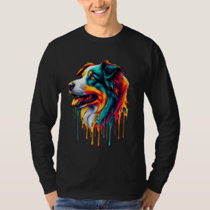Camiseta Collie de Borda de Pintura
