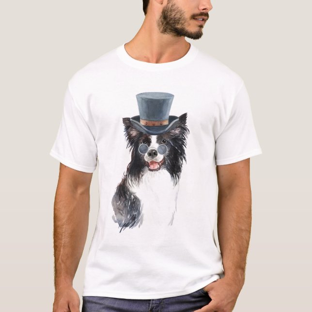 Camiseta Collie de Borda de Vapor de Cana-d-Água (Frente)