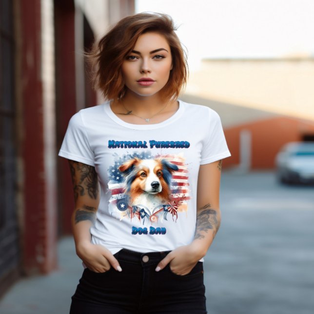 Camiseta Collie Dog com bandeira americana (Criador carregado)