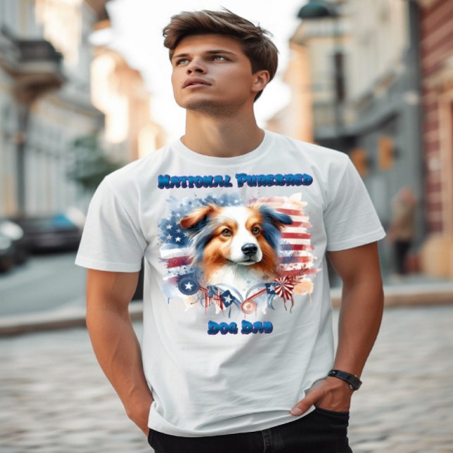 Camiseta Collie Dog com bandeira americana (Criador carregado)