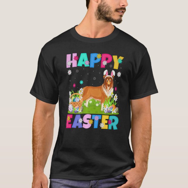 Camiseta Collie Dog Felz pascoa Rough Collie Páscoa (Frente)
