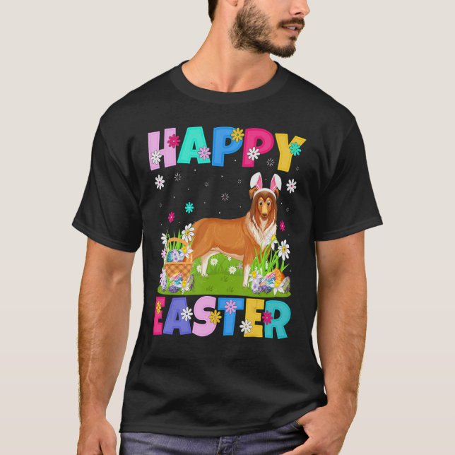 Camiseta Collie Dog Felz pascoa Rough Collie Páscoa (Frente)