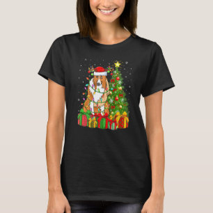Camiseta Collie Dog Lighting Xmas Tree Santa Hat Collie Chr