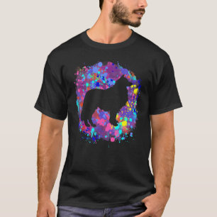 Camiseta Collie Dog Pink Watercolor Splatter Art Love Dogs