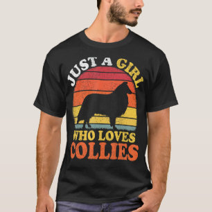 Camiseta Collie Dog Vintage Apenas Uma Rapariga Que Ama Col
