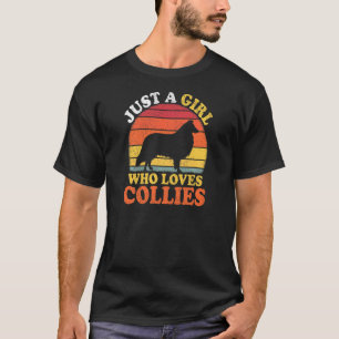 Camiseta Collie Dog Vintage Apenas Uma Rapariga Que Ama Col