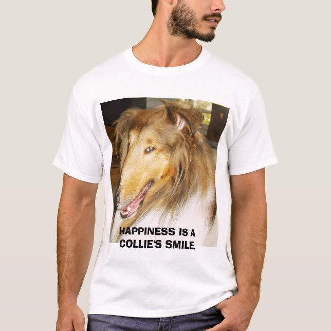 CAMISETA COLLIE, FELICIDADE É SORRISO DE COLLIE (Frente)