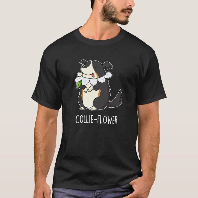 Camiseta Collie-flower Funny Border Collie Dog Dark BG (Frente)