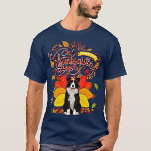 Camiseta Collie Fronteira Vestindo o Obrigado de outono do 