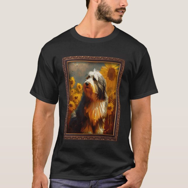 Camiseta Collie Painting Sunflower Flower Mãe Mulheres (Frente)