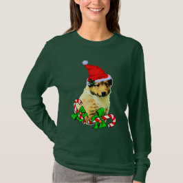 Camiseta Collie Puppy Feliz de Natal