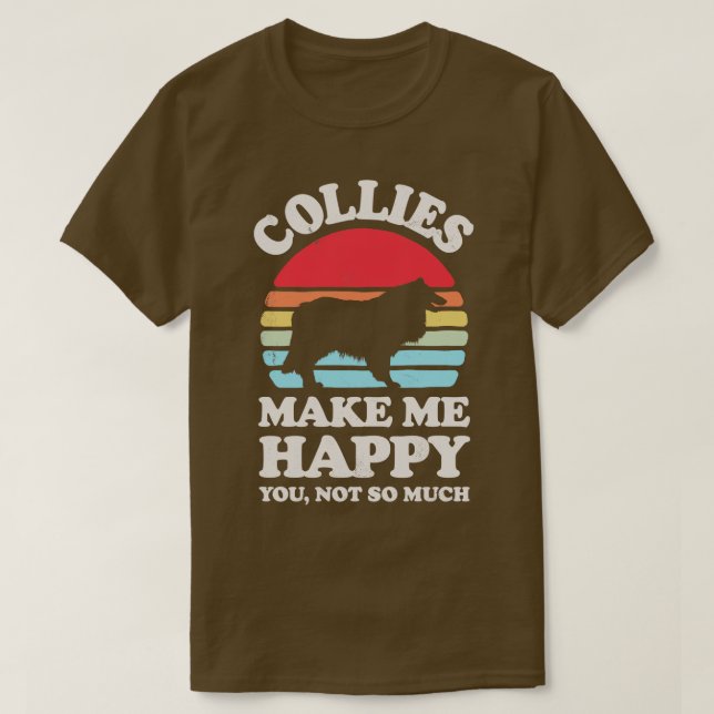 Camiseta Collies me fazem feliz retrato sunset para homens  (Frente do Design)