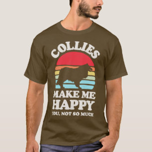 Camiseta Collies me fazem feliz retrato sunset para homens