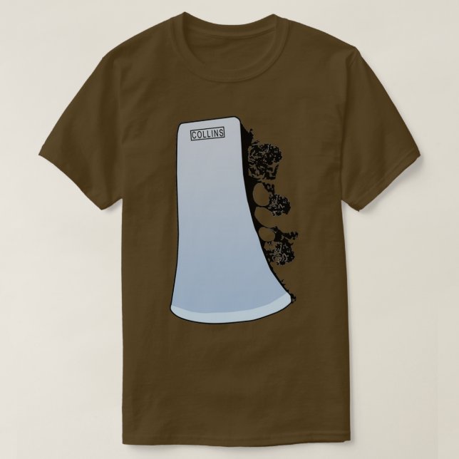 Camiseta Collins Ax Head com Forest Silhouette (Frente do Design)