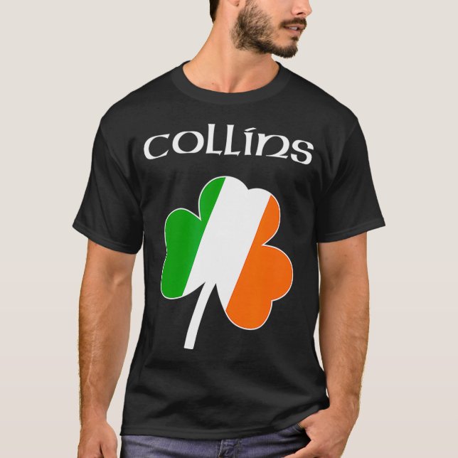 Camiseta Collins Irish Last Name Gift Ireland Flag (Frente)