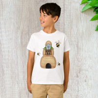 Colmeia de Abelhas com Flor Azul e Abelhas