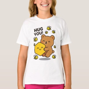 Camiseta Colmeia de Mel do Abraço do Urso Fofo Design de
