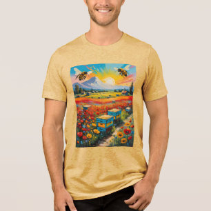 Camiseta Colmeias Papoulas E Abelhas Com Nascer Do Sol Vibr