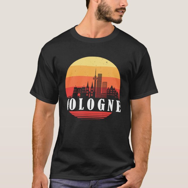 Camiseta Cologne Skyline in Retro Vintage Style (Frente)