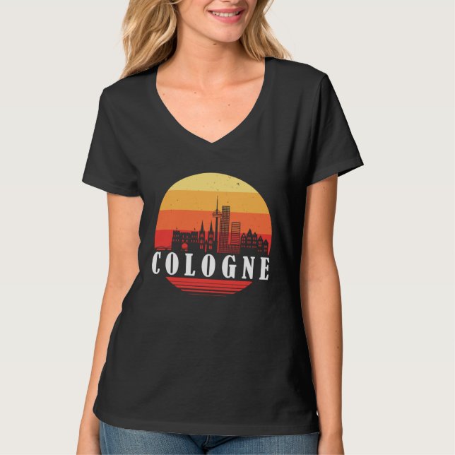 Camiseta Cologne Skyline in Retro Vintage Style (Frente)