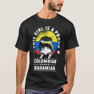 Camiseta Colômbia Bandeira Bahamas Meninas Cultivadas Impre